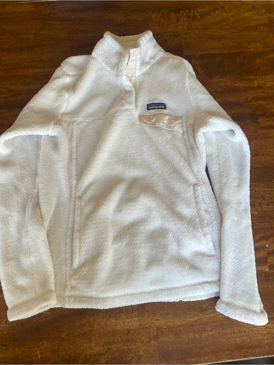 Patagonia Tops - Patagonia Re-Tool Snap-T Pullover Fleece Women’s XS White Birch Snap Neck Cozy